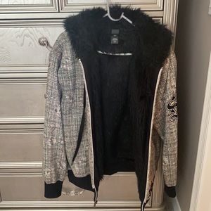 NoFear SoCal Fur Lined Zip Up Hoodie Jacket - S